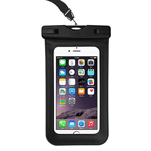 Universal Waterproof Case, Cell Phone Dry Pouch Floating Bag for iPhone 7, 7 Plus, 6s, 6s Plus, 5s, se, Galaxy S8 S7 Edge, Note 4 3, LG G6 G5 G4, HTC One X, Smartphone Devices Up To 6.0" (Black)