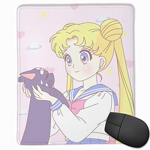 Mouse Pad- Stylish Cute Sailor Moon Print Extended Mouse Mat with Stitched Edges and Non Slip Rubber Base