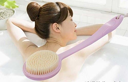 Soft Bath Brush for Back with Long Handle Easy Lotion Applicator Body Shower Brush Exfoliating Back Scrubber for Dry Skin Brushing,Bath, an Essential for Cellulite Reduction, Skin Exfoliation (Pink)