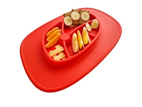 EZY ACTIVE - Non Slip Silicone Placemat for babies ,toddlers & kids , BPA- Free FDA Approved | Highchair or Table | Plate for Restaurant & Travel - Red