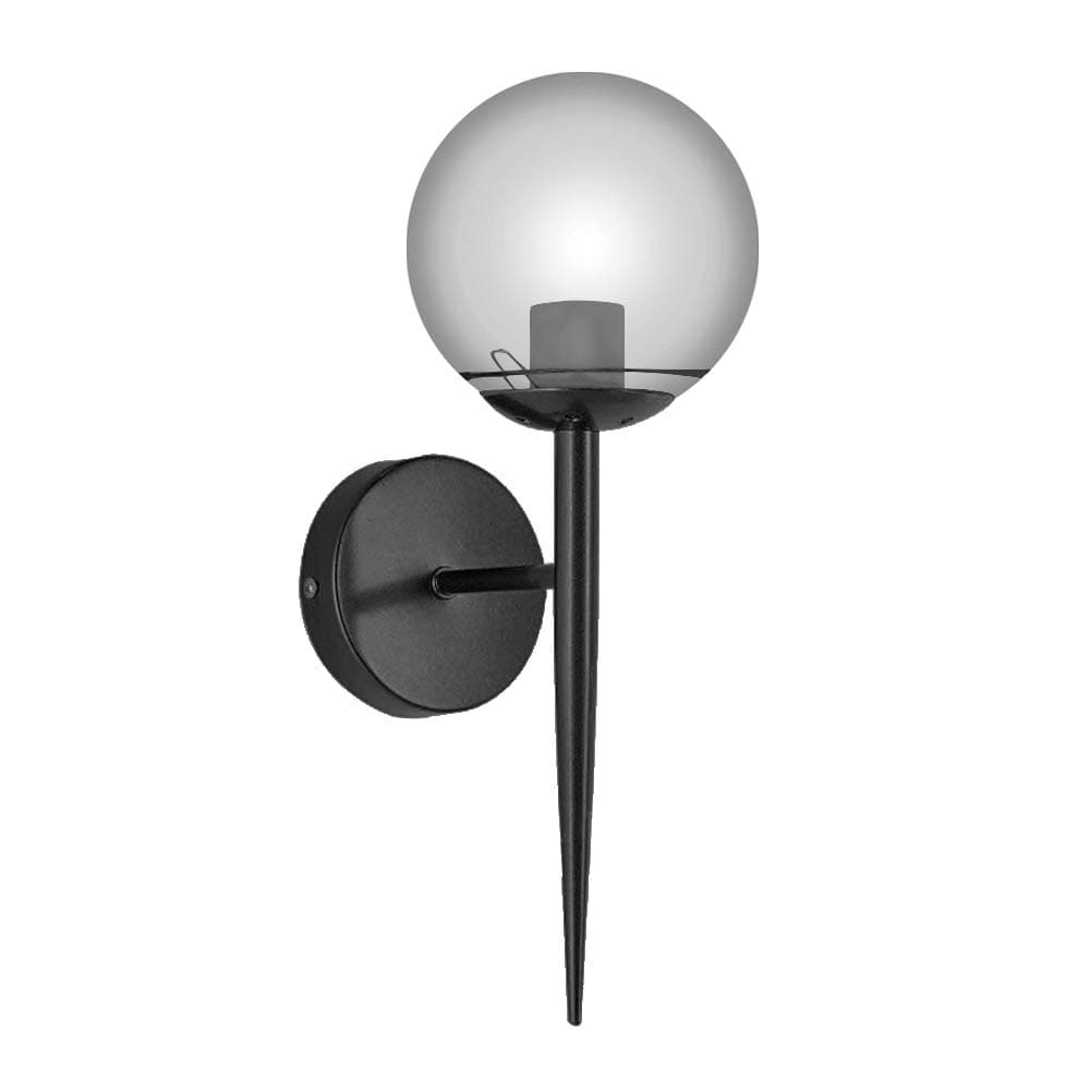 Modern Wall Lamp Bedside Lamp, Circular Clear Glass Wall Light E27 Reading Candlestick Lampshade Crystal for Bedroom Hotel Living Room Cafe Bar (Black)