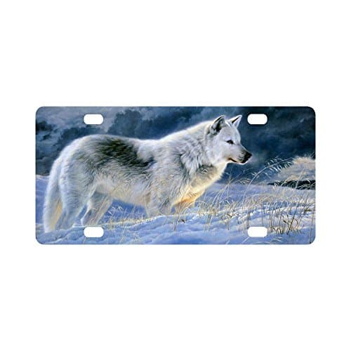 Wolf Strong And Durable Aluminum Car Metal License Plate Frame for Women/Men Four Holes Tag 12" X 6"