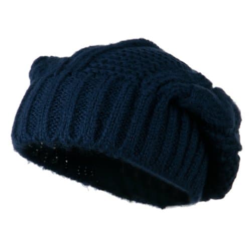 Big Skullie Cable Beanie - Navy OSFM