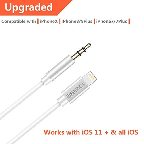 Upgraded Car AUX Audio Cable Cord for iPhone 7 8 X Xs Max XR, 3.5mm Premium Auxiliary Cable Accessories for iPhone,iPad,iPod Home/Car Stereo,Speakers,Headphones (3.3ft Silver)