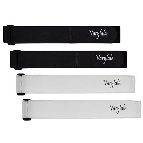 4 PCS Varylala Hook and Loop Securing Straps Tie downs Fasteners Stabilizer Straps (Black and white, 40''x1.5")