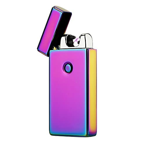 Regality USB Rechargeable Windproof Flameless Electric Plasma Arc Lighter Set, USB Charging Cable, Elegant Gift Box (Upgrade Iridescence)