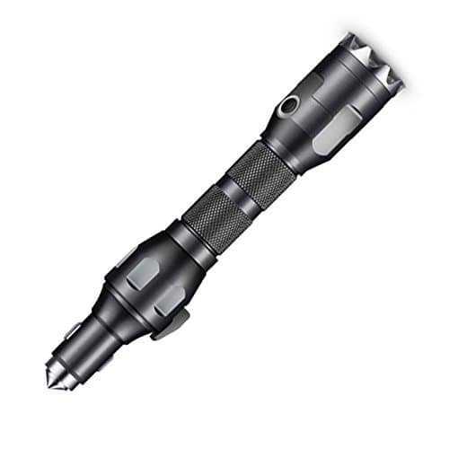 5 in 1 Tactical Flashlight & Portable Power Bank - Car Emergency Tool with Survival Flashlight, Window Breaker Hammer, Seatbelt Cutter, and Power Bank – Fast Charging 2200mAh Power Bank (Black)