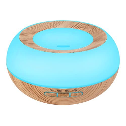Oil Diffuser, CREATIVE DESIGN Aromatherapy Oil Diffusers, 300ml Wood Grain Ultrasonic Aroma Cool Mist Humidifier with 7 Colors LED Lights Changing & Auto Shut-Off Function
