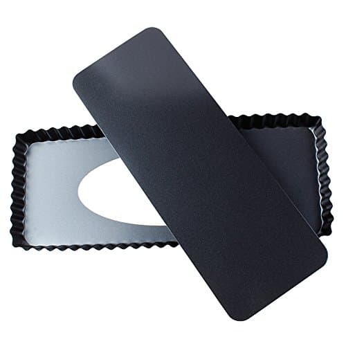 BESICA Rectangular Quiche Pan Tart Pan With Removeable Bottom - 14" L x 6" W x 1" H