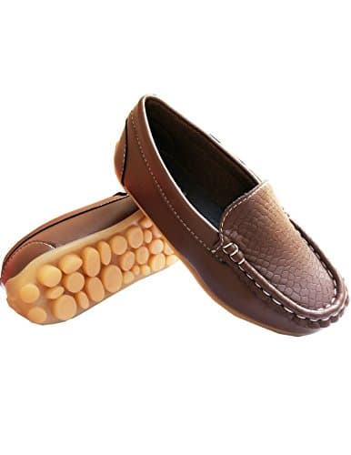 Loafers Water Resistent Slip On Split Leather Boys&Girls Oxfords-Deck Shoes/Sneakers brown 22 ¡
