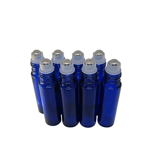 12 Pack Essential Oil 10 mL/0.33 oz Premium Colbalt Blue Glass Roll-on Bottles with Stainless Steel Roller Balls
