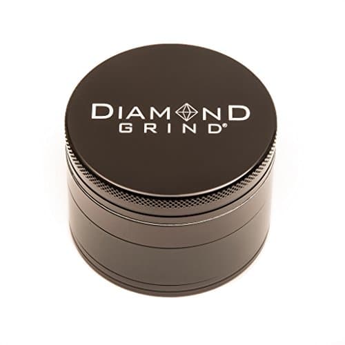 Diamond Grind Herb Grinder 3" Spice Grinder 4 Piece BLACK Color Aluminum Large Grinder (75mm)