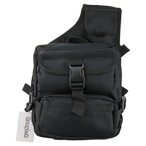 Runytek Tactical Chest Pack Military MOLLE Shoulder Bags Single Shoulder Bag for Camping, Hiking, Trekking, Motorcycle, Riding Bicycle (Black)