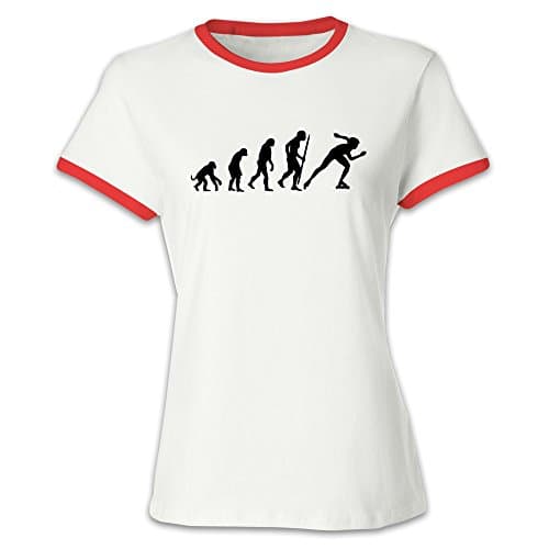 Women's Evolution Of Inline Speed Skating Baseball T-shirt Red