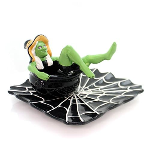 Burton and Burton Ceramic Giddy Ghouls Witch Chip/Dip Set with Spider Web Bowl