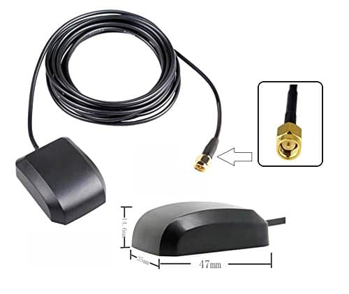 GPS Antenna, Car Auto Active SMA Antenna Aerial Connector Cablefor Car DVD GPS Navigation In-Dash Head Unit Radio Stereo DVR (GPS)