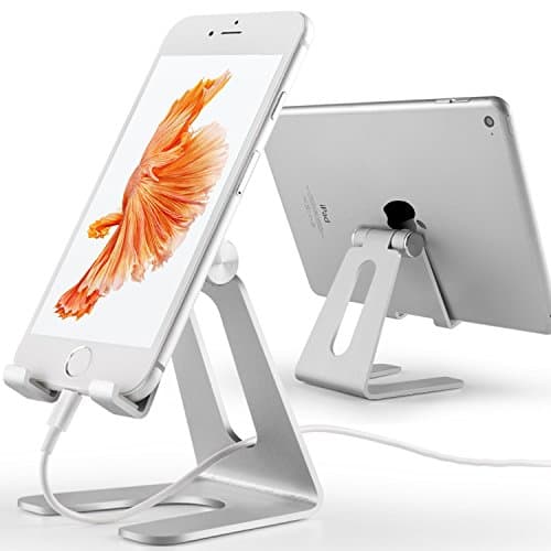 Adjustable Cell Phone Stand, Tablet Stand iPhone Stand : Desktop Cradle, Dock For Switch , all Android Smartphone , iPhone 5 5s 5c 6 6s 7 8 X Plus (Silver)