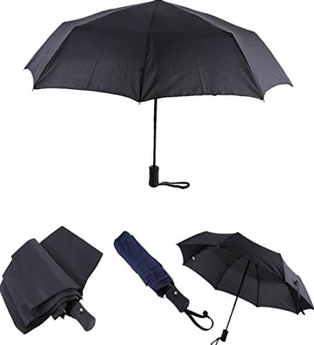 2018 Fashion Solid Color Fully Automati UV-proof 3-Foldable Rain Umbrella (black)