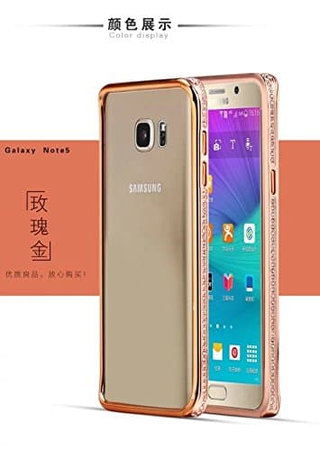 Note 5 Case,Diamond Crystal Bling Aluminum Metal Bumper Hard Rose Gold Case Cover for Samsung Galaxy Note 5(Rose Gold)