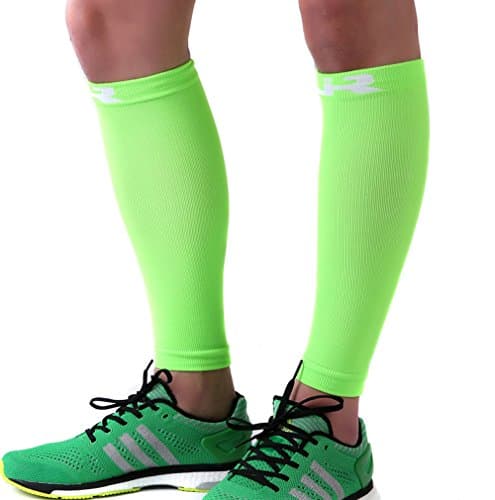 Calf Compression Sleeve - Helps Shin Splints. Women & Men Leg Socks for Running, Basketball, Volleyball, Baseball, Walking, Cycling, Sports Training Guard (Small / Medium, Fluorescent Green)