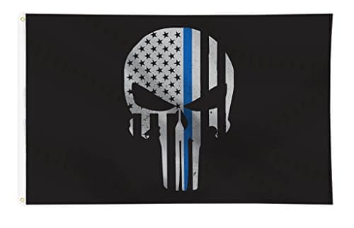 Thin Blue Line Skull Flag - 3 x 5 ft with Grommets