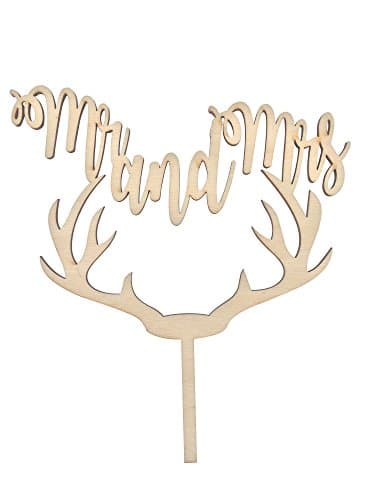 Deer Antler, Mr. and Mrs, Rustic Wedding Cake Topper
