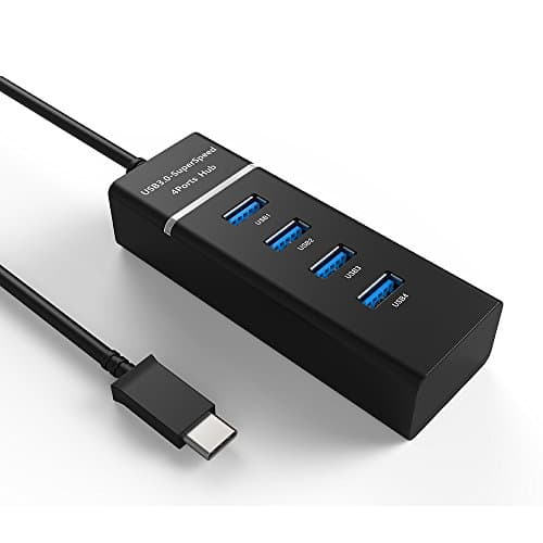 wellsenn USB-C to 4-Port USB 3.0 Hub for USB Type-C Devices Including The New MacBook 2016, ChromeBook Pixel and More
