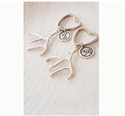 elk antler keychain, personalized antler keychain, wax seal initial, personalized gift, best friend gift, bridesmaid gift,daddy keyc