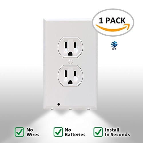 Snap it On - Outlet Wall Plate Cover with LED Night Lights - No Batteries Or Wires - Installs In Seconds - (Duplex, White) | Electrical Outlet Cover Plate with Light Sensor LED Lights