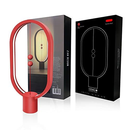 ALLOCACOC Heng balance lamp - Ellipse magnetic mid-air switch USB powered LED lamp, Warm Eye-Care LED Lamp, Night Lamp, Table Lamp, Decoration for Bedroom, Living Room, Dining Room and Office (Red)