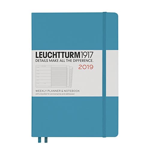 Leuchtturm1917 357806 Weekly Planner & Notebook 2019, Medium (A5), English, Nordic Blue