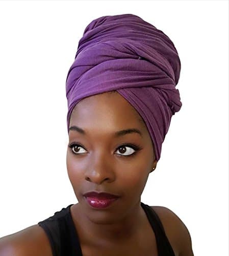 Rayna Josephine Stretch Headwrap -Long Solid Color Jersey Knit Headwrap Turban Hair Scarf Tie (Royal Purple)