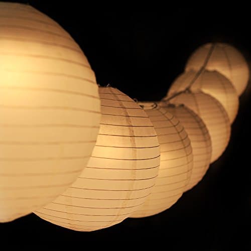 PaperLanternStore.com 12" PaperLanternStore.com Warm White Paper Lantern Party Pack with Remote Controlled LED Lights (10-Pack Combo Kit)