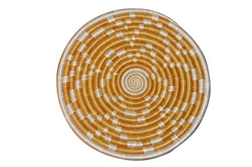 Table Mat| Trivet| Heat Resistant| Plate mat| African Table mats/African Woven Trivet/Rwanda Basket/Woven Table mats Hand Woven Coaster/Colorful hotpot Bohemian (Gold White)