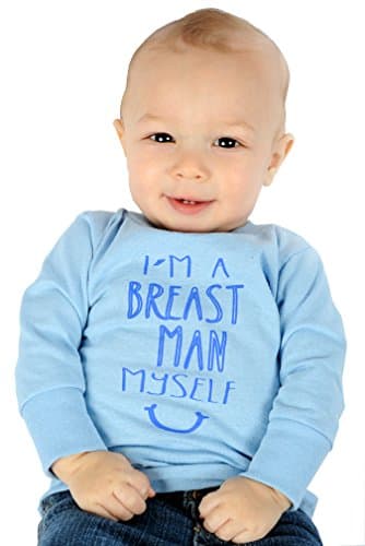 One Creative Mama Long Sleeve Tee "I'm A Breast Man Myself" - Blue - 6 Months