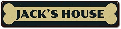 Bone Pet Name Home Sign, Personalized Animal Lover Sign, Custom Pet Lives Here Sign, Metal Cat Dog House Decor Small Metal Sign 3" X 12"