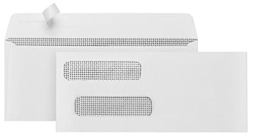 500 Self Seal Double Window Security Envelopes - Designed For Quickbooks Checks - Computer Printed Checks - 3 5/8 X 8 11/16 (Not For Invoices)