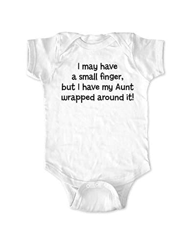 I may have a small finger, but I have my Aunt wrapped around it - funny baby bodysuit