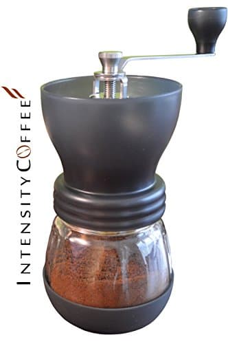 Intensitycoffee, Manual Coffee Grinder, Ceramic Mill. Coffee Maker with Grinder, Burr Coffee Grinder (Black)