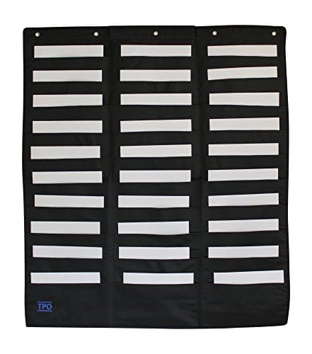 30 Pocket Chart, Hanging Wall/Door File Storage Organizer with Metal Hanging Hooks - for Classrooms, Office, Mail, Waiting Room, Scrapbooking, Records/Vinyl, Hobby Tools, and More