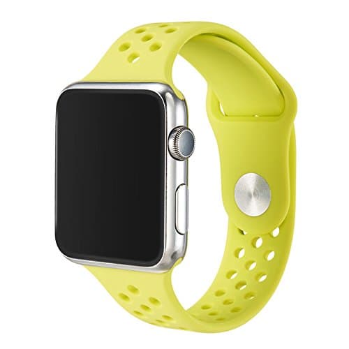 Vteyes Apple Watch Sport Band, Soft Silicone Replacement Strap For Apple Watch Series 1 Series 2 (Yellow 2, 42MM S/M)