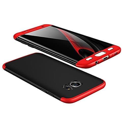 Galaxy S7 Edge Case, KMISS 3-in-1 Ultra Thin and Slim Hard PC Case Anti-Scratches Premium Slim 360 Degree Full Body Protective Cover for Samsung Galaxy S7 Edge (Black Red)