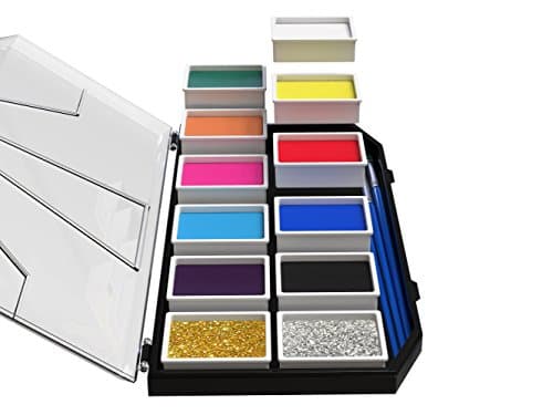 Face Paint Kit – Body Paint Set – 2018 Premium Model – Non-Toxic & Hypoallergenic – Easy to Apply & Remove – Professional Face Painting Kit for Kids & Adults – Leakproof Dry Glitters