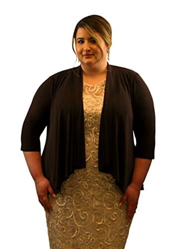 Womens Plus Size 3/4 Sleeve Cascading Long Back Bolero Jacket