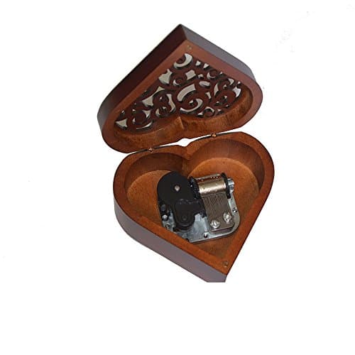 Heart-shaped Clockwork Music Box Tune Is Castle in the Sky,wooden Music Box for Birthday Present