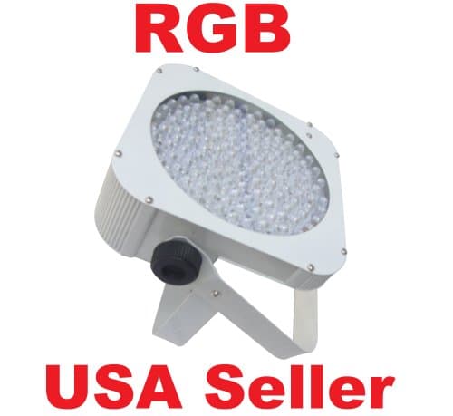 LED Slim Flat RGB Par 64 can puck style DMX DJ uplighting light white housing