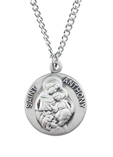 Sterling Silver Catholic Patron Saint Dime Size Medal Pendant, 3/4 Inch