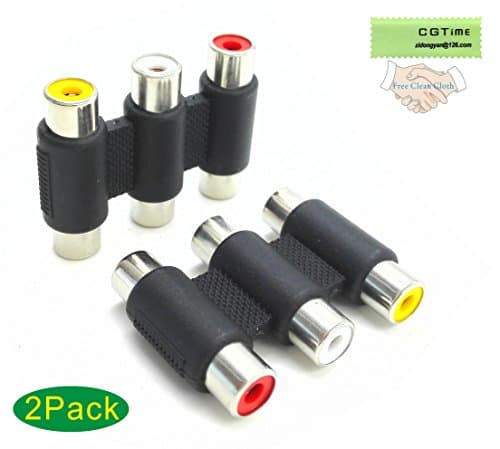 zdyCGTime(2pack-3-RCA Jacks to 3-RCA Jacks Coupler,Female to Female 3-RCA Adapter White/Red/Yellow (3 RCA)