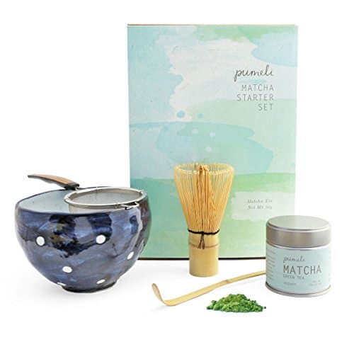 Matcha Tea Set by Pumeli with Strainer, Bowl to Make Japanese Green Tea – 1 Kit