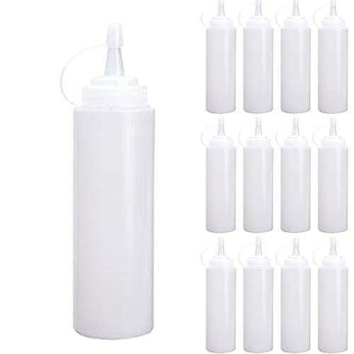Goodservice4y Plastic Bottle Dressing Squeeze 8-oz/12-oz/16-oz/24-oz (12PCS 8oz Clear)